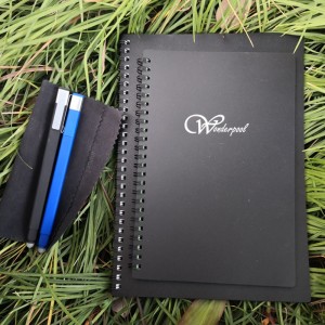 Reusable Spiral Notebook -Wirebound Black Hardcover Writing Recyclability Journals